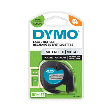 Dymo S0721730 LetraTag black črna na srebrno 12mm x 4m, kovinski trak