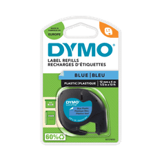 Dymo S0721650 LetraTag 12mm x 4m črna na modro, plastični trak