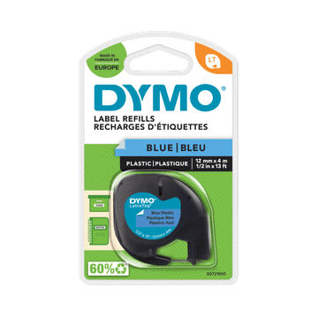Dymo S0721650 LetraTag 12mm x 4m črna na modro, plastični trak