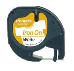 Dymo S0718850 LetraTag 12mm x 2m črna na belo, nalepke za blago z likanjem