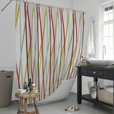 Priresa Zavesa za tuš STRIPE 180x200 cm | Vodoodporna tekstilna kopalniška zavesa s potiskom + 12 plastičnih obročev