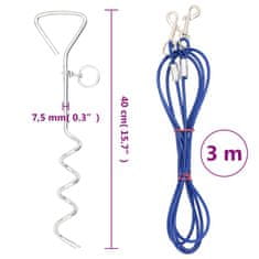 Vidaxl vidaXL Pasji povodec s klinom za tla 3 m