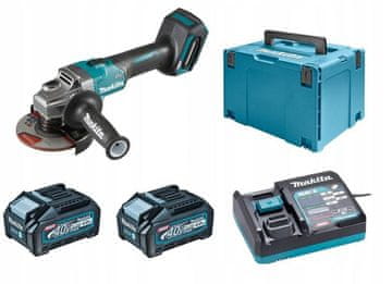 Makita AKUMULATORSKI KOTNI BRUSILNIK 125MM 40V XGT 2*4,0AH MAKPAC