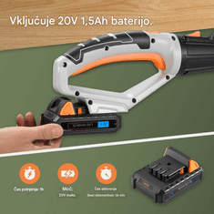 VonHaus brezžična teleskopska verižna žaga, 20 V (3519007)