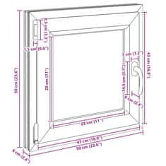 Vidaxl Kletno okno RISOR 50x50 cm vrtljivo-nagibno DIN levo belo