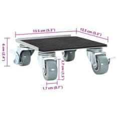 Vidaxl Pohištveni valjčki 4 kosi z dvigalom 13,5x13,5x6 cm jeklo 1300 kg