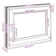 Vidaxl Kletno okno RISOR 80x60 cm vrtljivo-nagibno DIN desno antracitno