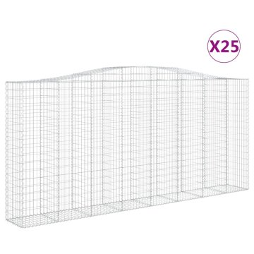 Vidaxl Obokane gabion košare 25 kos 400x50x180/200 cm pocinkano železo