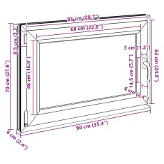 Vidaxl Kletno okno RISOR 90x70 cm vrtljivo-nagibno DIN levo belo