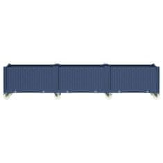 Vidaxl Cvetlično korito s kolesi modro sivo 240x50x54 cm PP