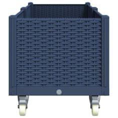 Vidaxl Cvetlično korito s kolesi modro sivo 160x50x54 cm PP