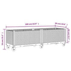 Vidaxl Cvetlično korito s kolesi modro sivo 160x50x54 cm PP