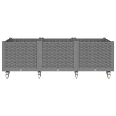 Vidaxl Cvetlično korito s kolesi svetlo sivo 150x80x54 cm PP