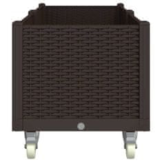 Vidaxl Cvetlično korito s kolesi rjavo 160x50x54 cm PP