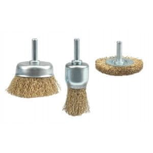 Vorel Komplet žičnih ščetk z nastavkom za vrtanje 3 kosi.