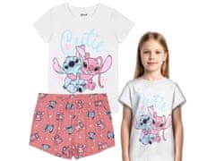 Disney DISNEY Stitch Angel Bela in roza BOMBAŽNA dekliška pižama s kratkimi rokavi, ZA POLETJE, dvodelna, 100 % BOMBAŽ, OEKO-TEX 104cm