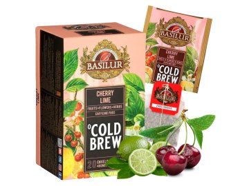 Basilur BASILUR Cold Brew - Sadni čaj brez kofeina z okusom češnje in citrusov, hladen čaj v vrečkah 20 x 2 g