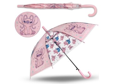 Disney DISNEY Stitch Angel Zložljiv, AVTOMATSKI dežnik, PROZOREN dežnik za dekleta