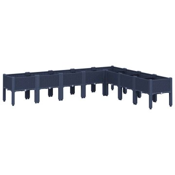 Vidaxl Cvetlično korito z nogami modro sivo 200x160x42 cm PP