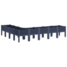Vidaxl Cvetlično korito z nogami modro sivo 200x160x42 cm PP