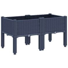 Vidaxl Cvetlično korito z nogami modro sivo 80x40x42 cm PP