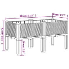 Vidaxl Cvetlično korito z nogami modro sivo 80x40x42 cm PP