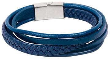 Troli Usnjena zapestnica z modrim paskom