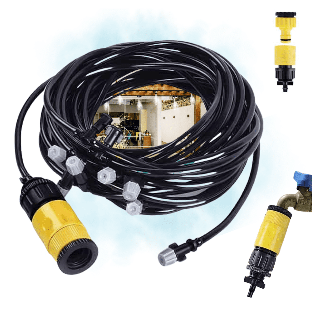 Netscroll Sistem za hlajenje z vodno meglo za vrt, balkon, teraso ali rastlinjak, idealna ohladitev v vročih poletnih dneh, enostavna montaža, dolžina 10 m, MistRefresh