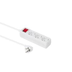 MicroConnect Razdelilnik s stikalom 3 vtičnice, 1,5m bel