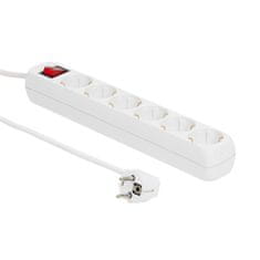 MicroConnect Razdelilnik s stikalom 6 vtičnic, 1,5m bel