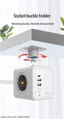 MicroConnect Razdelilnik PowerCube, 4 vtičnice 2 USB-A, 1,5m kabel, bel