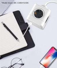 MicroConnect Razdelilnik PowerCube, 4 vtičnice 2 USB-A, 1,5m kabel, bel