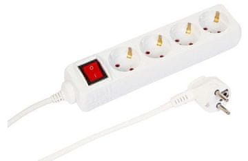 MicroConnect Razdelilnik s stikalom 4 vtičnice, 5m bel