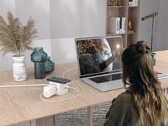 MicroConnect Razdelilnik PowerCube, 3 vtičnice brezžično, 2 USB-A, 1 USB-C, 1,5m, bel