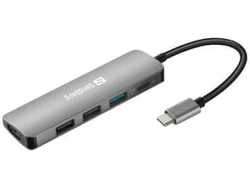 Sandberg USB-C hub razdelilnik, 5-v-1 1x HDMI, 3x USB, 1x PD