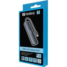 Sandberg USB-C hub razdelilnik 8K, 6-v-1 2x USB-A, 1x HDMI, 1x DP, 1x PD