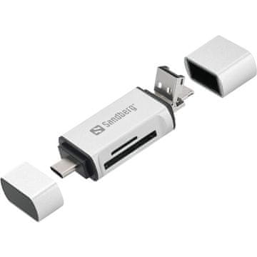 Sandberg Card Reader USB-C+USB+MicroUSB čitalec kartic