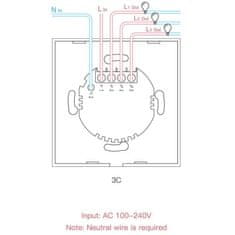 Sonoff Pametno stensko stikalo Wi-Fi + RF433 trojno T1EU3C-TX