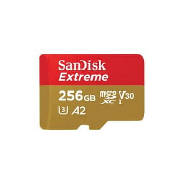 SanDisk Extreme microSDXC 256GB + SD Adapter 190MB/s & 130MB/s A2 C10 V30 UHS-I U3