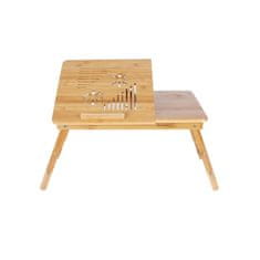 Miza za prenosnik Bamboo s predalom 55 x 35 x (21 - 29) cm naravna, LLD002