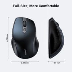 Ugreen Brezžična miška Bluetooth 5.0 in 2,4 Ghz z USB sprejemnikom s 5 gumbi za MacBook, PC, namizni