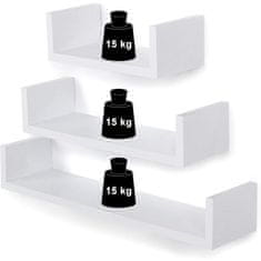 Songmics Komplet 3 plavajočih polic 60 -45 -30cm