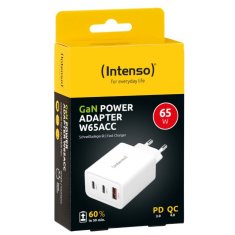 Intenso 65W GaN napajalnik s priključkom 2xUSB-C in 1xUSB-A W65ACC