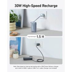 Anker 545 Nano powerbank 10K z vgrajenim kablom USB-C, črn