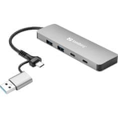 Sandberg Vozlišče USB-C/A to 2xUSB-A+2xUSB-C
