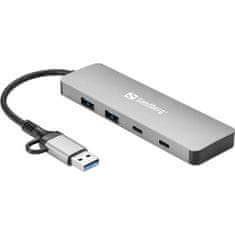 Sandberg Vozlišče USB-C/A to 2xUSB-A+2xUSB-C