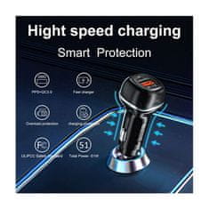 VEGER Avtopolnilec CC62 USB+USB-C PD, QC3.0 51W