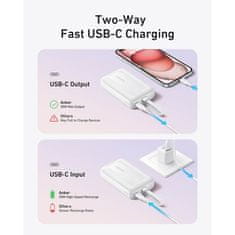 Anker Zolo Powerbank 10000 mAh, 30W z vgrajenim kablom USB-C, moder