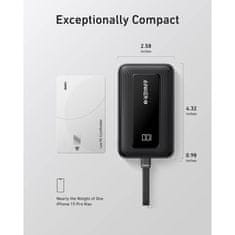 Anker Zolo Powerbank 10000 mAh, 30W z vgrajenim kablom USB-C, moder