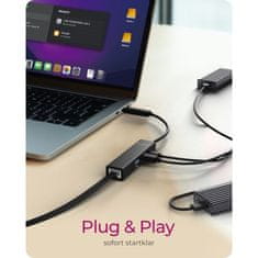 IcyBox IB-HUB1439-LAN 4 Port Hub z priključkom USB 3.2 Type-A ali Type-C